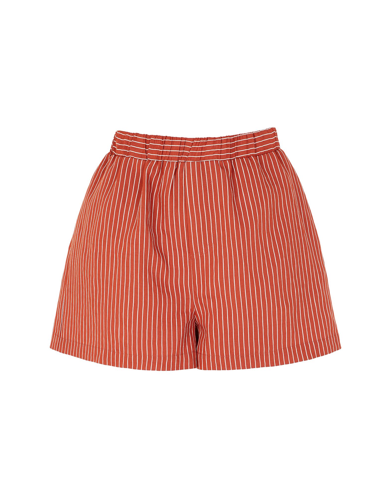 8 By Yoox Striped Viscose High-waist Pull-on Short Woman Shorts & Bermuda Shorts Brick Red Size 8 Vi