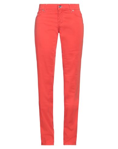 JACOB COHЁN JACOB COHЁN WOMAN PANTS TOMATO RED SIZE 29 COTTON, ELASTANE