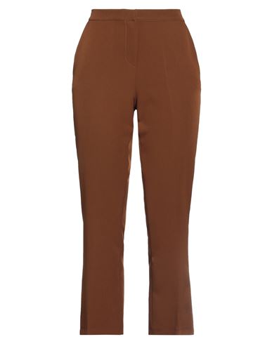 Angela Davis Woman Pants Brown Size 6 Polyester, Elastane
