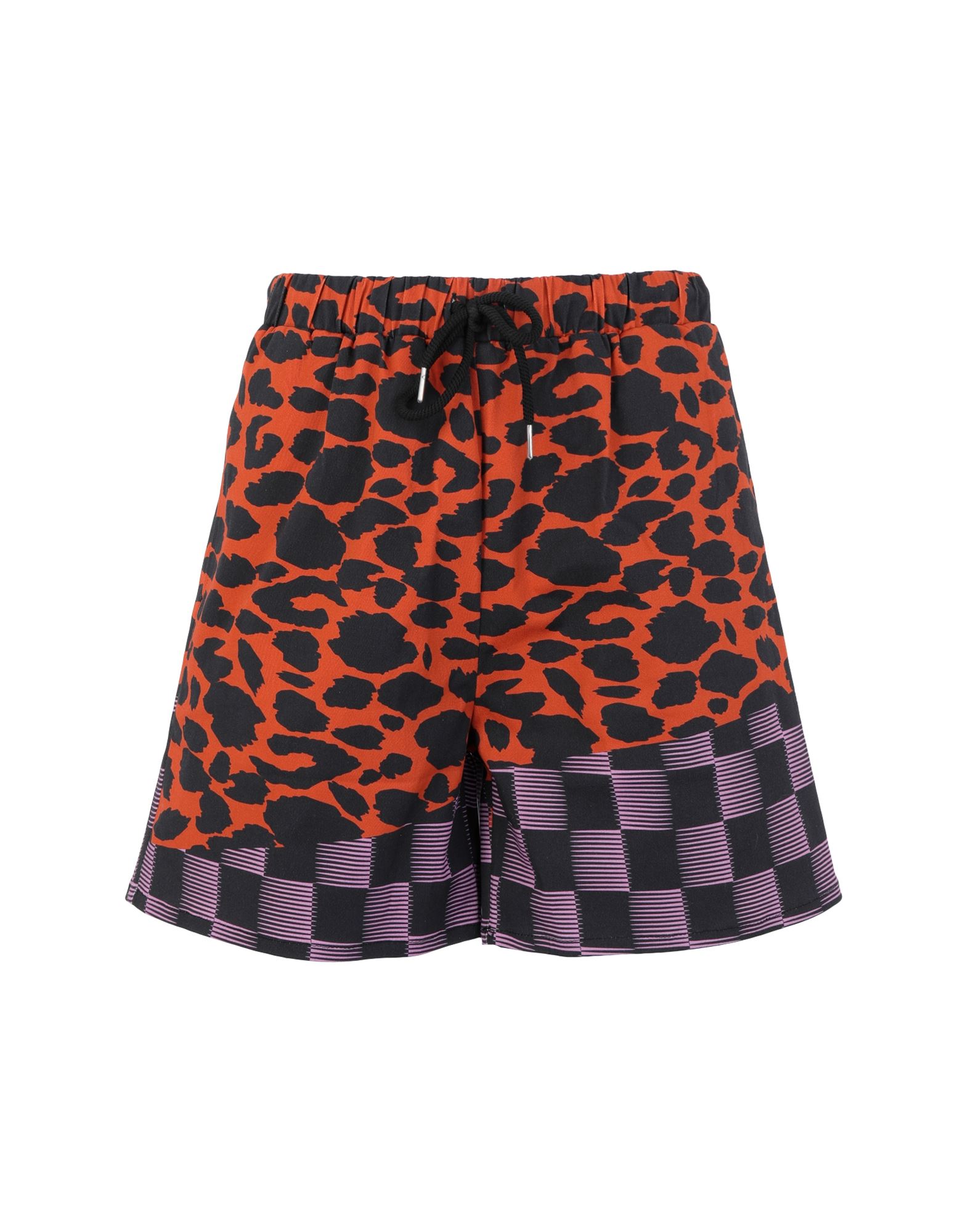 Pas De Mer Leopard Check Print Shorts In Red