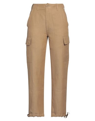 Shop Polo Ralph Lauren Silk-blend Cargo Pant Woman Pants Camel Size 4 Silk, Linen, Cotton In Beige