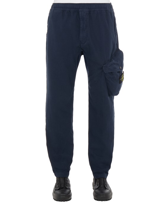 Sold out - STONE ISLAND 30104 BRUSHED TEXTURED RECYCLED COTTON_REGULAR TAPERED FIT Pants Man Blue