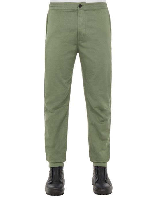  STONE ISLAND 30914 STRETCH COTTON WOOL SATIN_REGULAR TAPERED FIT Trousers Man Sage Green