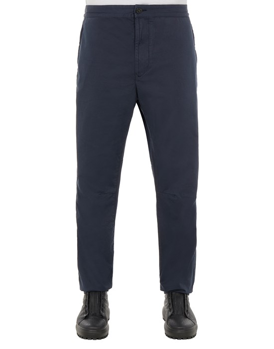 Trousers Man 30914 STRETCH COTTON WOOL SATIN_REGULAR TAPERED FIT Front STONE ISLAND