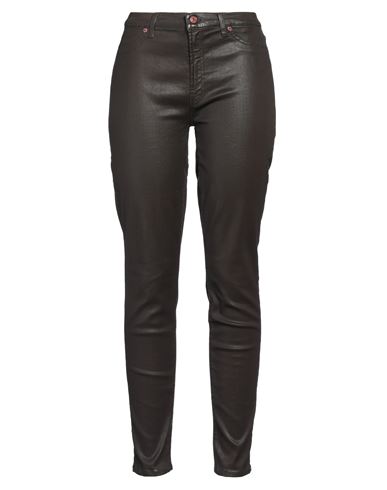 7 For All Mankind Woman Jeans Dark Brown Size 31 Cotton, Polyester, Elastane In Black
