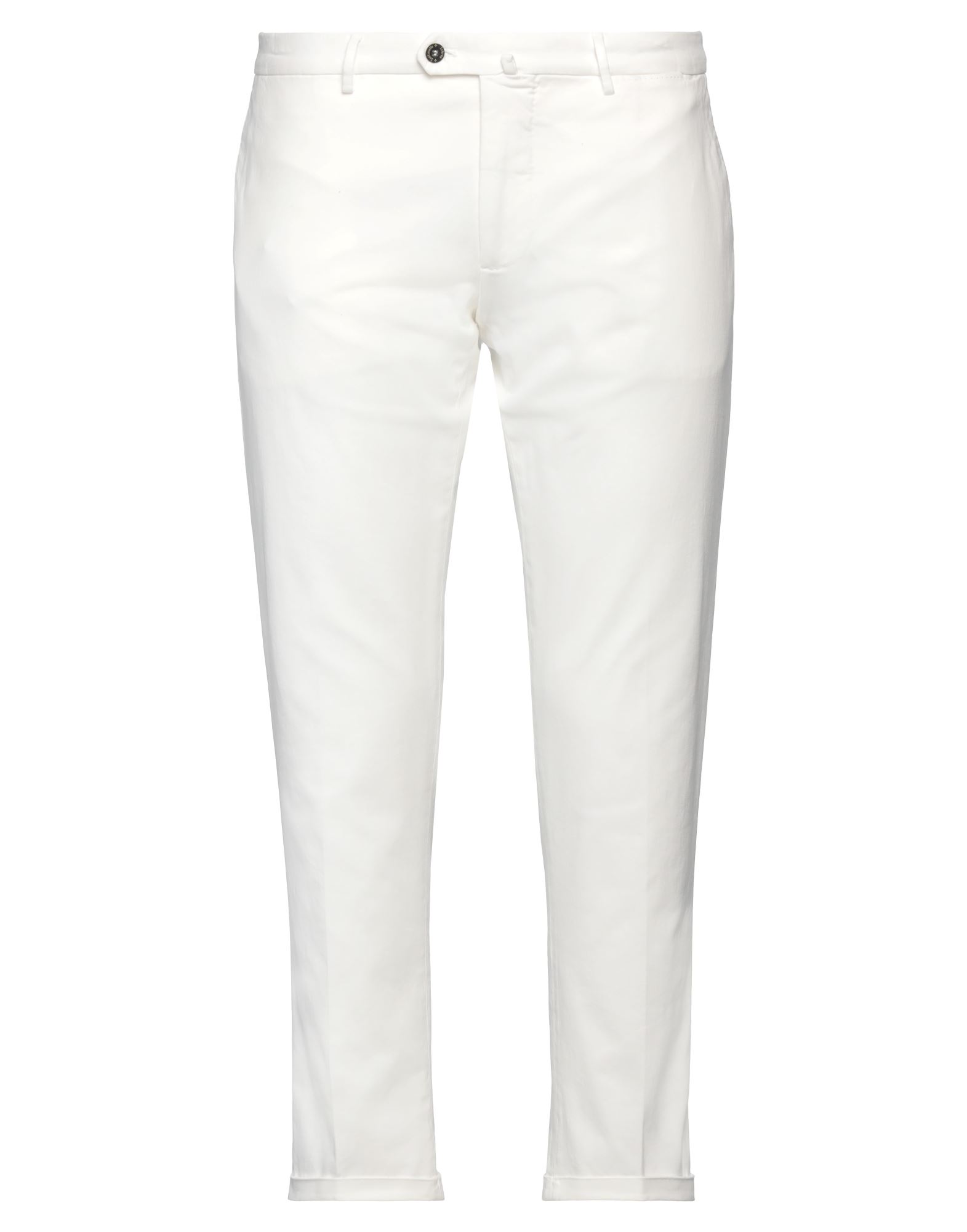 Santaniello Man Pants White Size 38 Cotton, Elastane In White