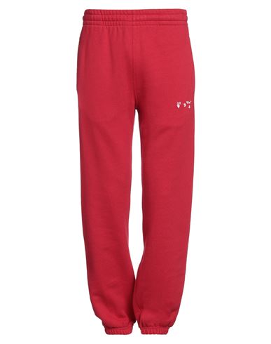 Off-white Man Pants Red Size M Cotton, Polyester In Red