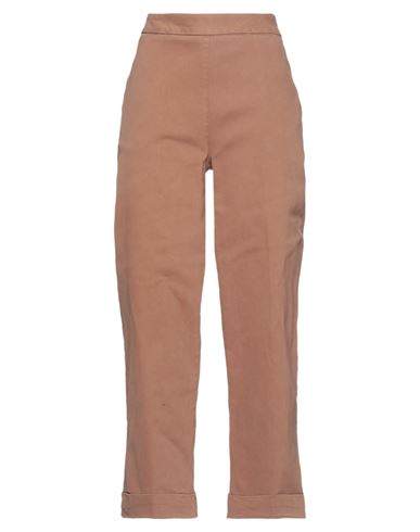 Woman Pants Tan Size 8 Cotton, Elastane