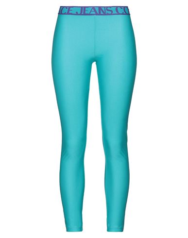 Versace Jeans Couture Woman Leggings Turquoise Size 4 Polyamide, Elastane In Blue
