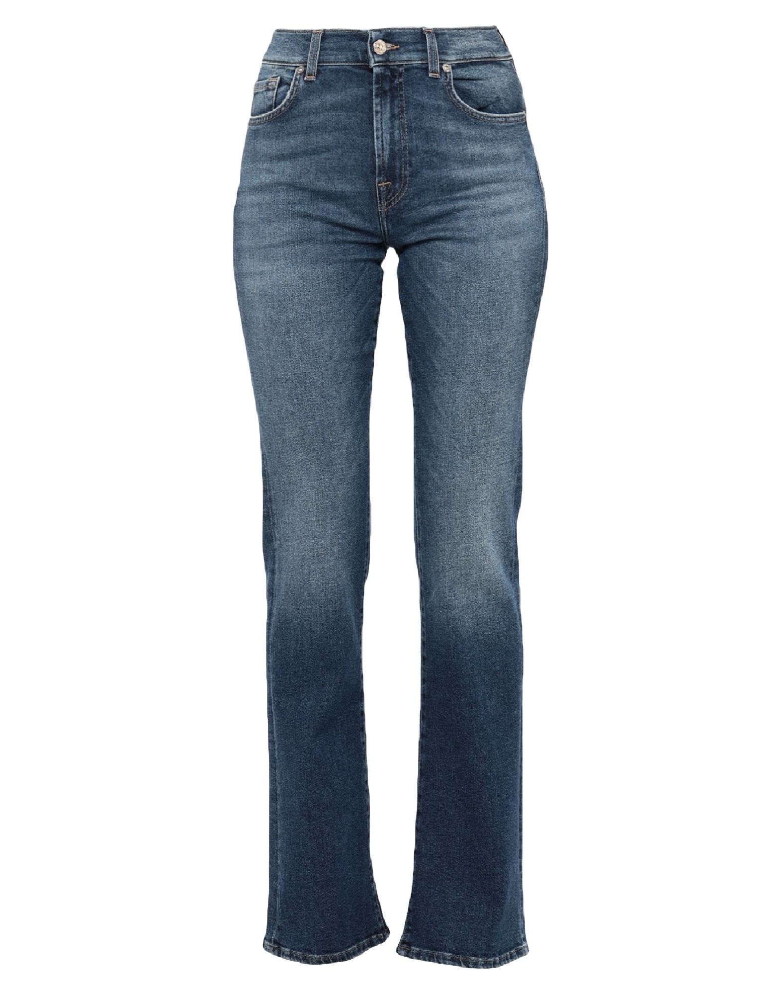 《セール開催中》7 FOR ALL MANKIND レディース ジーンズ ブルー 24 コットン 82% / レーヨン 13% / エラストマルチエステル 4% / ポリウレタン 1% / 革