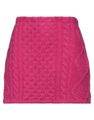 Laneus Woman Mini Skirt Fuchsia Size 6 Mohair Wool, Polyamide, Merino Wool In Pink