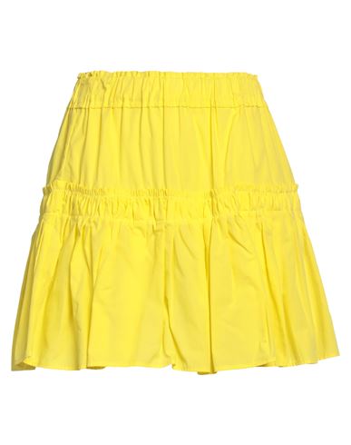 Shop Vicolo Woman Mini Skirt Yellow Size M Cotton