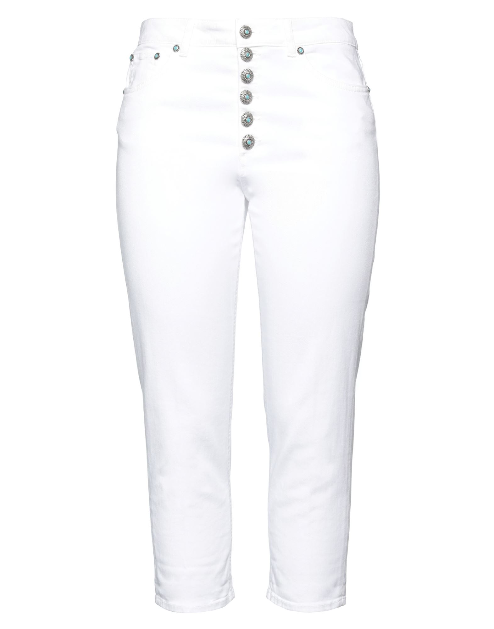 Dondup Woman Pants White Size 30 Cotton, Elastomultiester, Elastane
