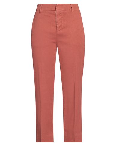 Dondup Woman Pants Rust Size 28 Linen, Lyocell, Elastane In Red