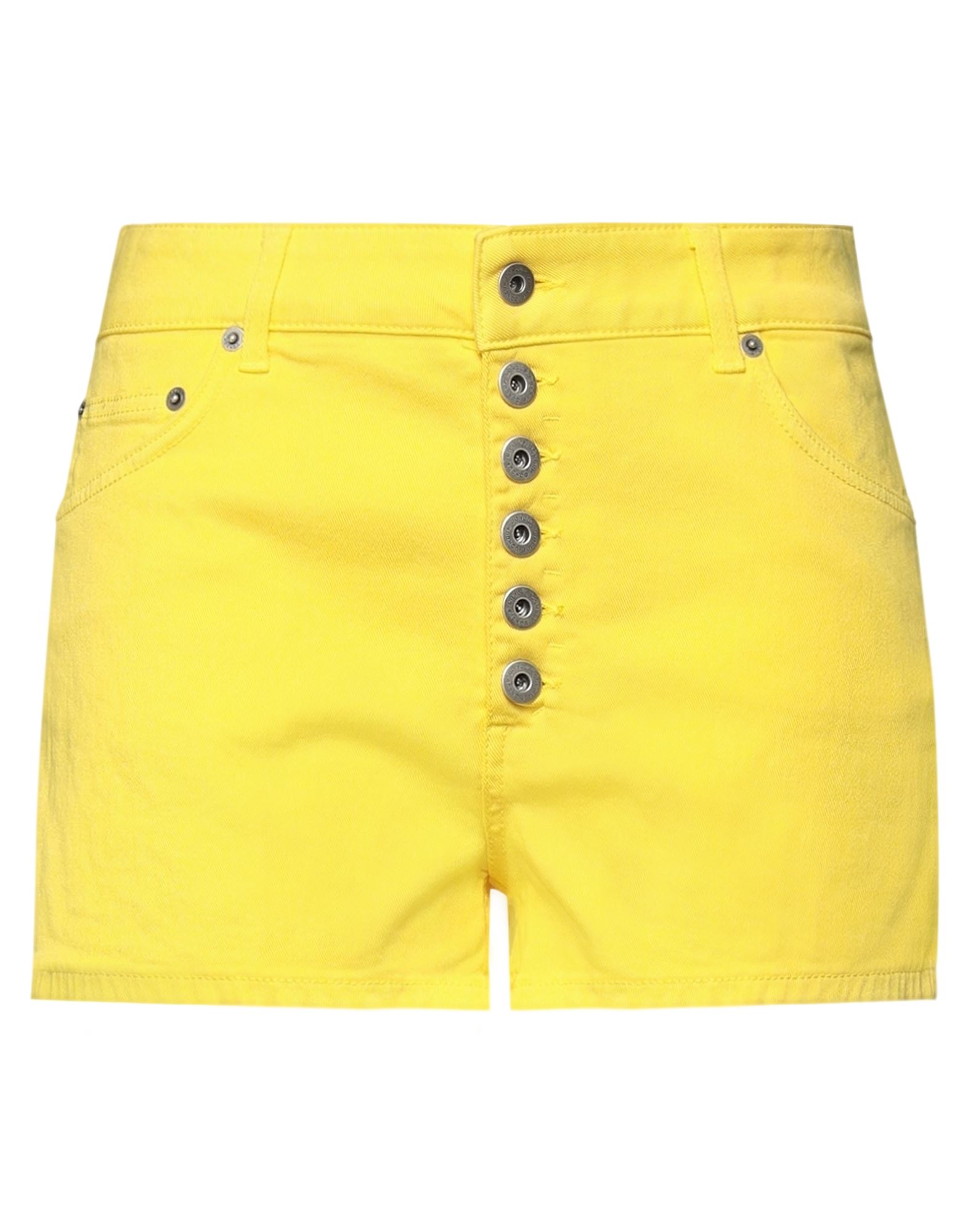 Dondup Woman Shorts & Bermuda Shorts Yellow Size 31 Cotton, Elastomultiester, Elastane