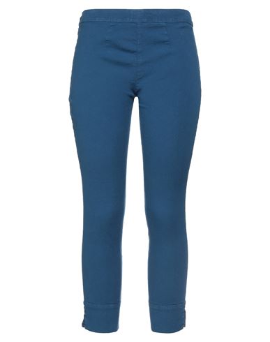 120% Lino Woman Pants Navy Blue Size 2 Linen, Cotton, Elastane
