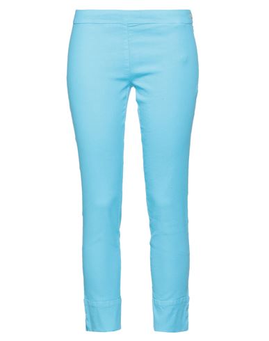 120% Lino Woman Pants Turquoise Size 4 Linen, Cotton, Elastane In Blue