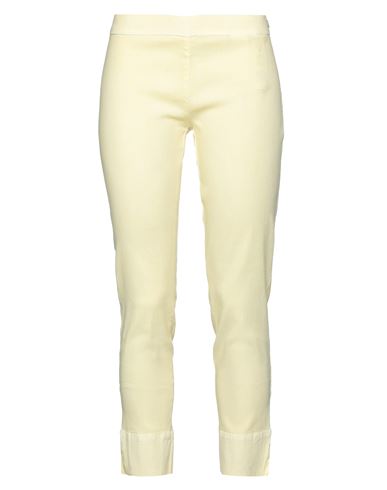 120% Lino Woman Pants Light Yellow Size 4 Linen, Cotton, Elastane