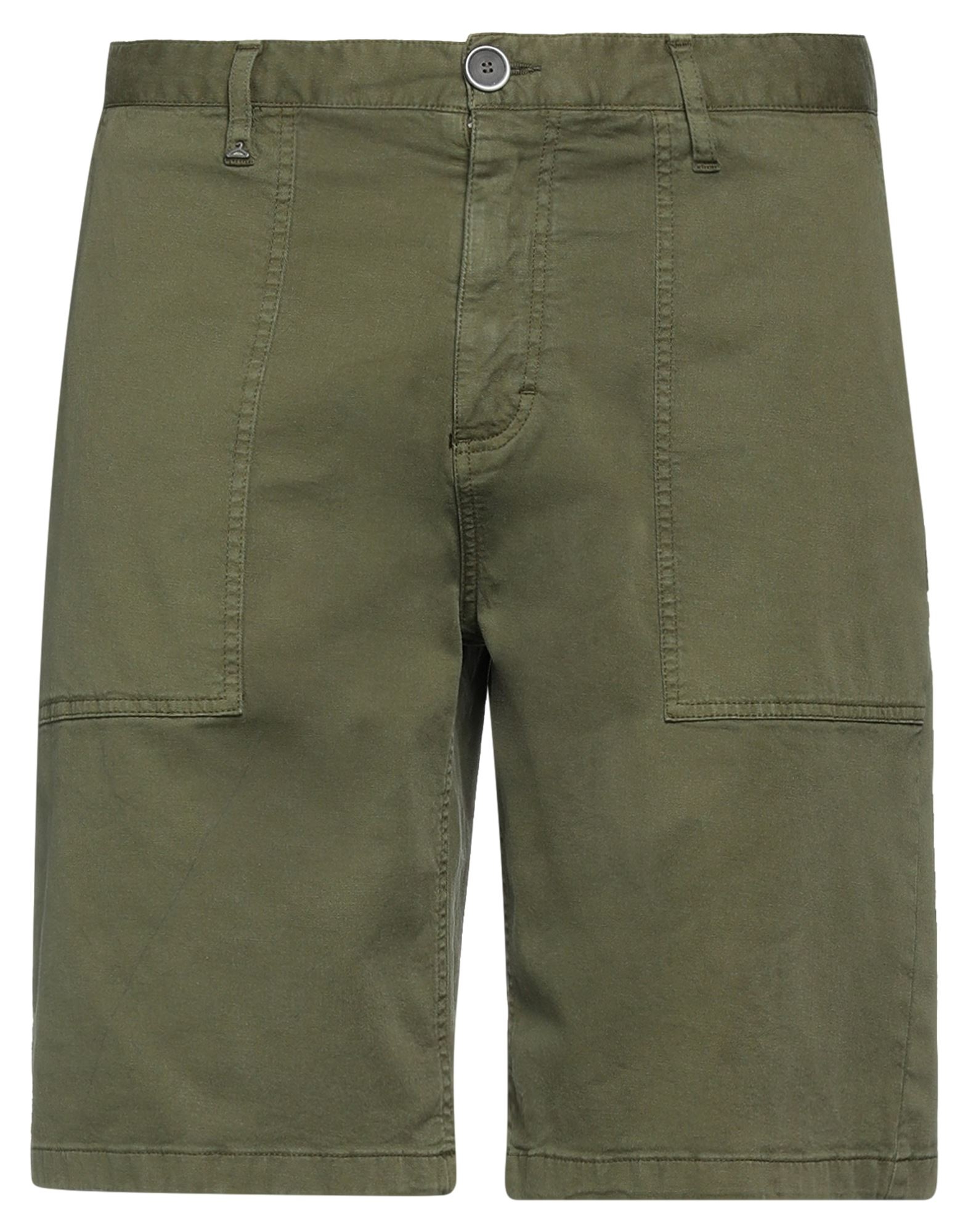 Shop Berna Man Shorts & Bermuda Shorts Military Green Size 30 Cotton, Linen, Elastane