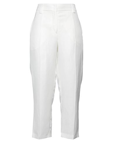 Seventy Sergio Tegon Woman Pants White Size 8 Linen, Viscose, Elastane