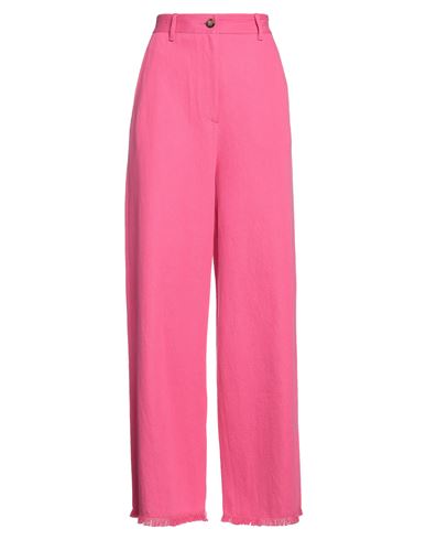 Msgm Woman Jeans Fuchsia Size 6 Cotton, Linen In Pink