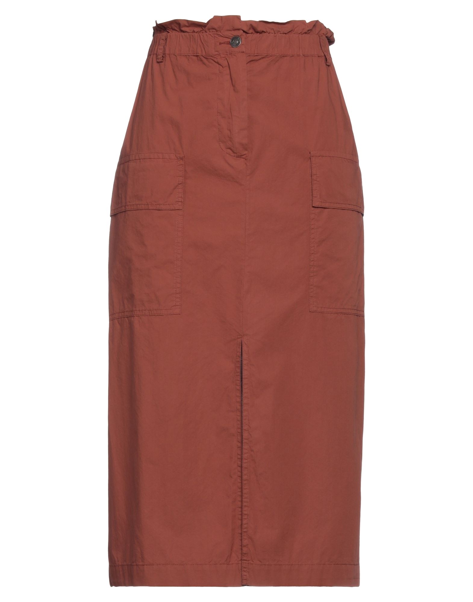 Shop 8pm Woman Midi Skirt Cocoa Size S Cotton In Brown