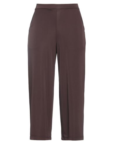 Seventy Sergio Tegon Woman Cropped Pants Dark Brown Size 4 Polyester, Elastane