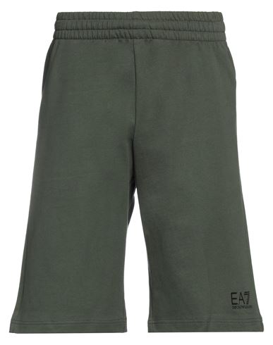 Ea7 Man Shorts & Bermuda Shorts Military Green Size Xs Cotton