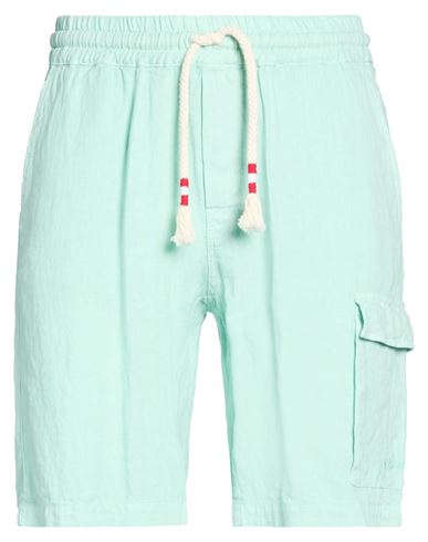 Mc2 Saint Barth Man Shorts & Bermuda Shorts Turquoise Size L Linen In Blue