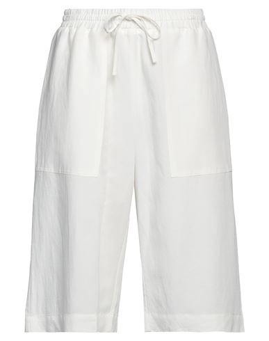 Roberto Collina Woman Shorts & Bermuda Shorts White Size S Viscose, Linen