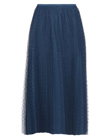 Red Valentino Redvalentino Tulle Pleated Midi Skirt In Navy Blue