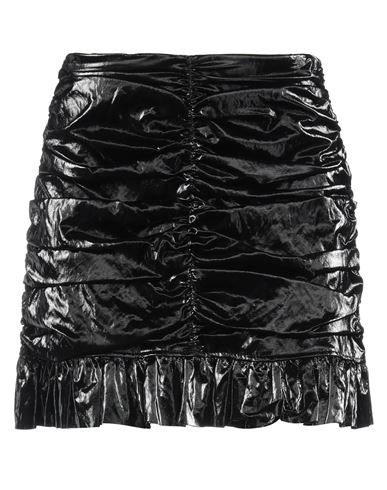 Kontatto Woman Mini Skirt Black Size S Polyurethane, Viscose, Polyester, Cotton, Metal