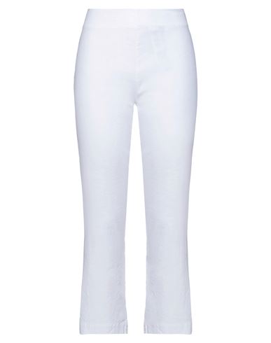 120% Lino Woman Pants White Size 12 Linen, Cotton, Elastane