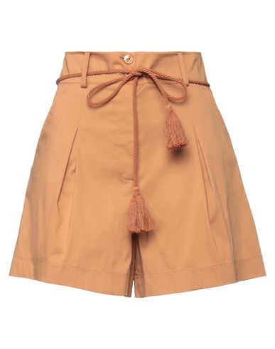 Patrizia Pepe Woman Shorts & Bermuda Shorts Camel Size 6 Cotton, Polyamide, Elastane In Beige