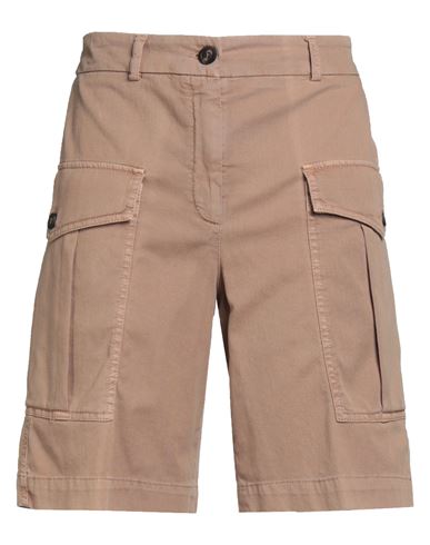 Peserico Woman Shorts & Bermuda Shorts Sand Size 16 Cotton, Elastane In Brown