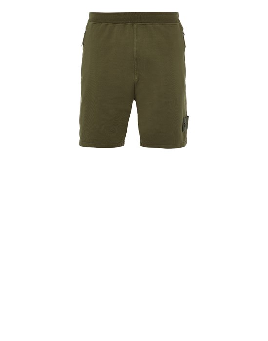 Sold out - STONE ISLAND 631F3 COTTON STRETCH FLEECE_GHOST PIECE_GARMENT DYED Fleece Bermuda Shorts Man Military Green
