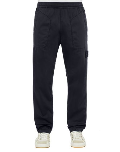 STONE ISLAND 312F2 STRETCH COTTON LYOCELL SATIN_GHOST PIECE_GARMENT DYED TROUSERS Man Blue CAD 292