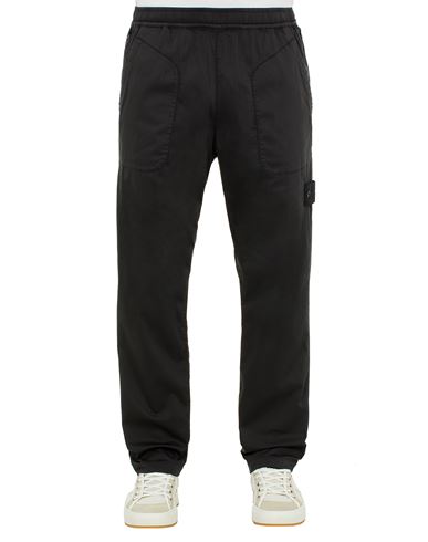 STONE ISLAND 312F2 STRETCH COTTON LYOCELL SATIN_GHOST PIECE_GARMENT DYED TROUSERS Man Black EUR 280