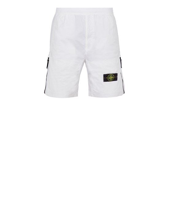Sold out - STONE ISLAND L0219 SUPIMA® COTTON TWILL STRETCH-TC_GARMENT DYED Bermuda shorts Man White