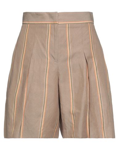 Pt Torino Woman Shorts & Bermuda Shorts Sand Size 6 Viscose, Linen In Beige