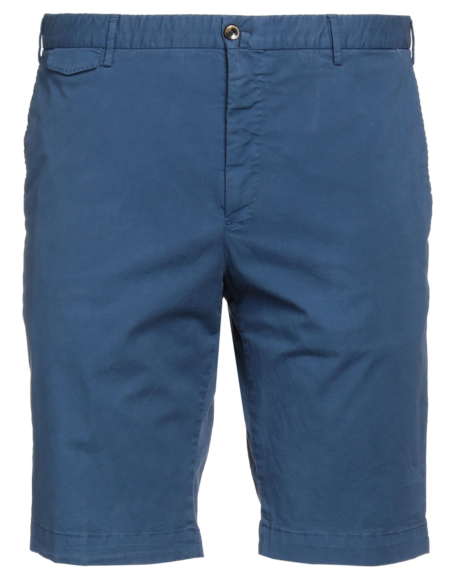 Pt Torino Man Shorts & Bermuda Shorts Azure Size 44 Lyocell, Linen, Cotton In Navy Blue