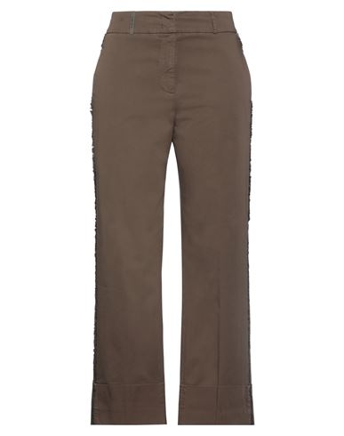 Peserico Woman Pants Cocoa Size 10 Cotton, Elastane In Brown
