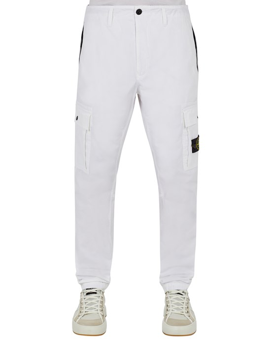 TROUSERS Man 303WA BRUSHED COTTON CANVAS_GARMENT DYED 'OLD' EFFECT Front STONE ISLAND