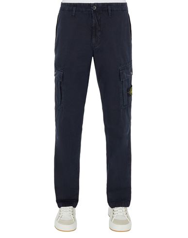 STONE ISLAND 303WA BRUSHED COTTON CANVAS_GARMENT DYED 'OLD' EFFECT TROUSERS Man Blue CAD 440