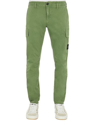 STONE ISLAND 30604 STRETCH BROKEN TWILL, GARMENT DYED 'OLD' EFFECT PANTALONS Homme Vert olive EUR 295