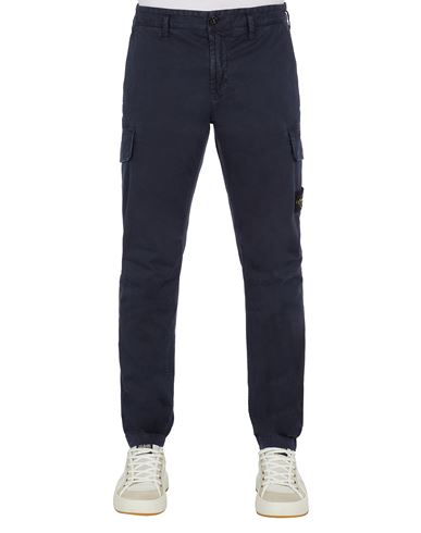 STONE ISLAND 30604 STRETCH BROKEN TWILL, GARMENT DYED 'OLD' EFFECT TROUSERS Man Blue EUR 295