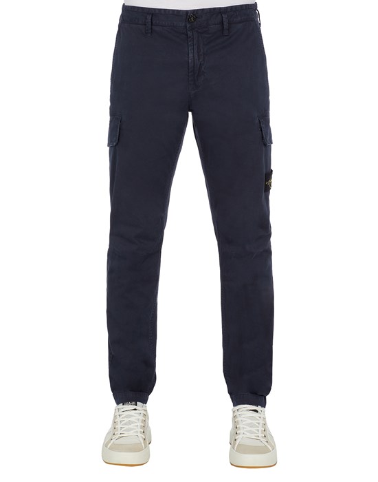TROUSERS Herr 30604 STRETCH BROKEN TWILL, GARMENT DYED 'OLD' EFFECT Front STONE ISLAND