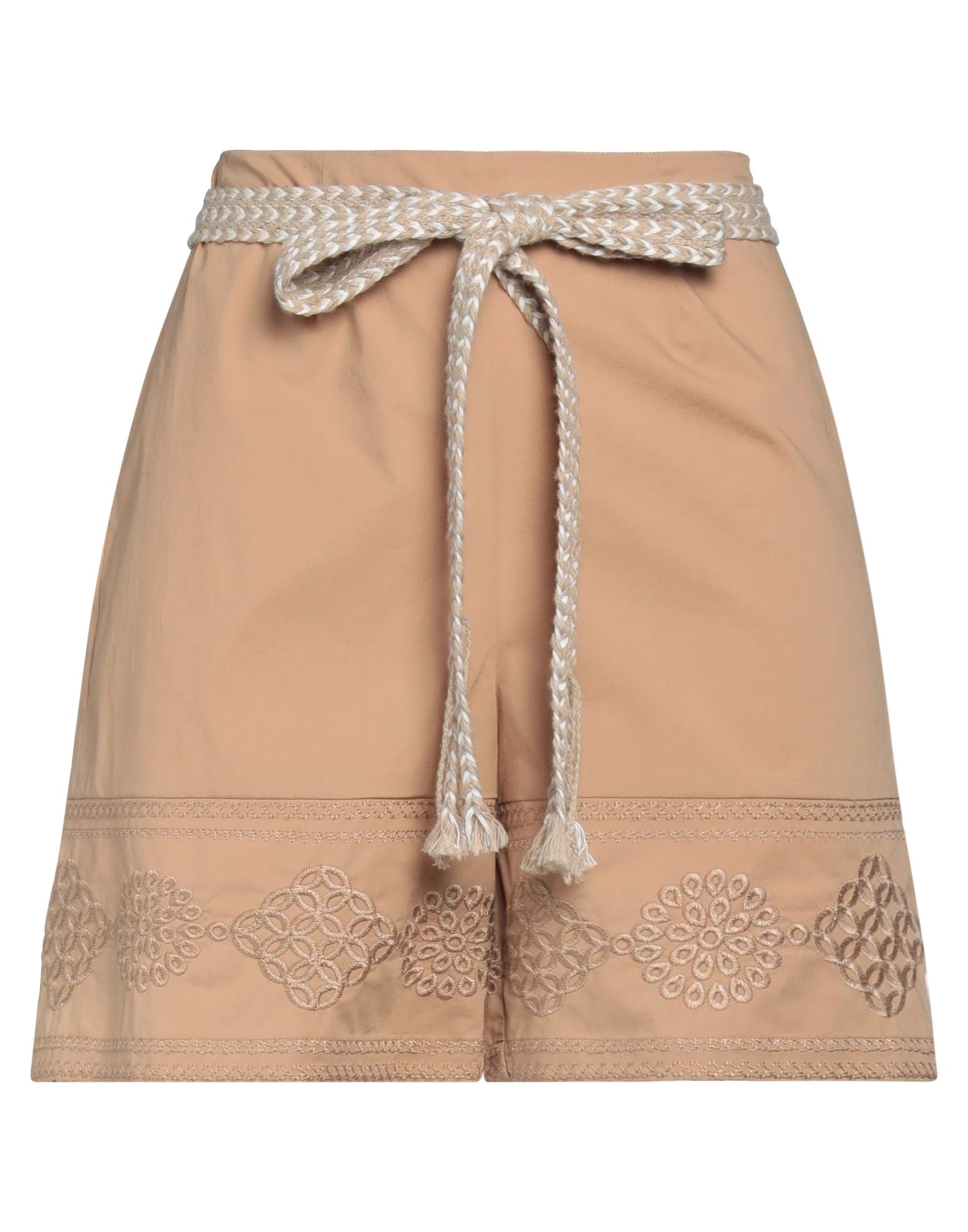 Sfizio Woman Shorts & Bermuda Shorts Camel Size 6 Cotton, Elastane In Beige