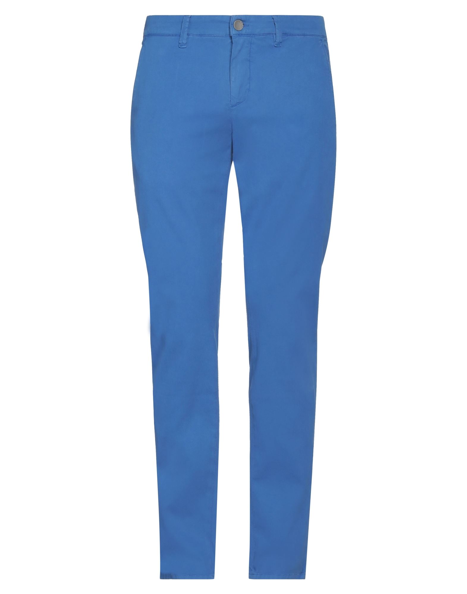 Shop Jeckerson Man Pants Azure Size 33 Cotton, Elastane In Blue