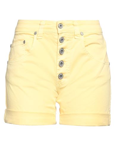 Please Woman Denim Shorts Yellow Size Xxs Cotton, Elastane